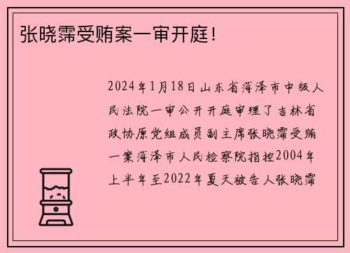张晓霈受贿案一审开庭！