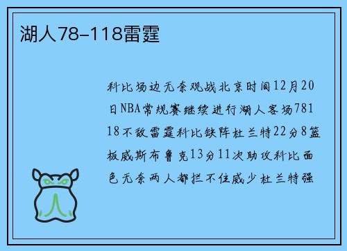 湖人78-118雷霆